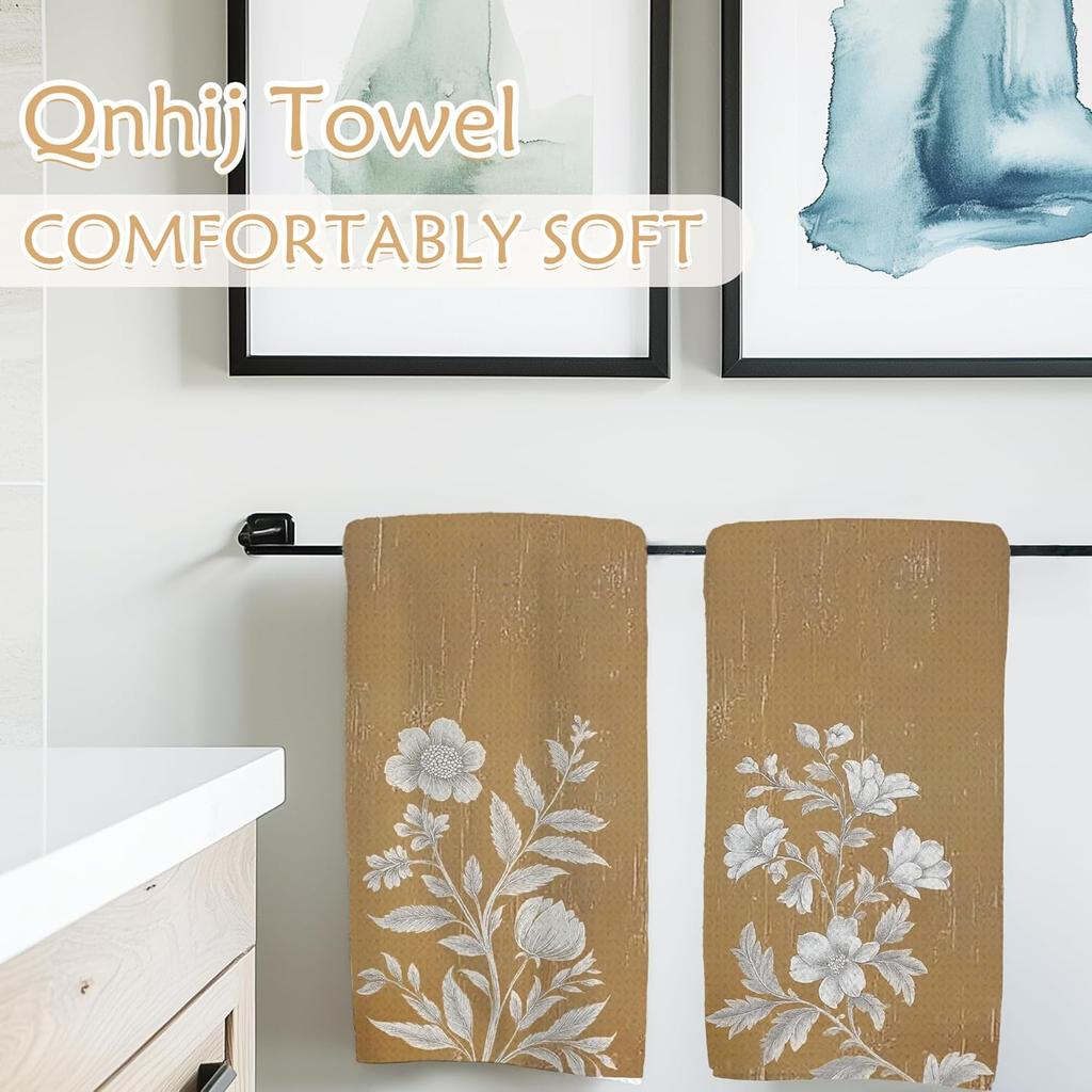 Vintage Floral Kitchen Towels Set of 2, Floral Decorative Dish Towels, Boho Decorative Hand Towel, Fall Decor Kitchen Towel, Fall Decor for Bathroom,
