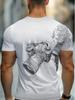 Men's White Camera-Themed T-Shirt Suitable for Photography Enthusiasts, Lightweight Breathable Crew Neck Tee with Camera Print, Casual Gift for