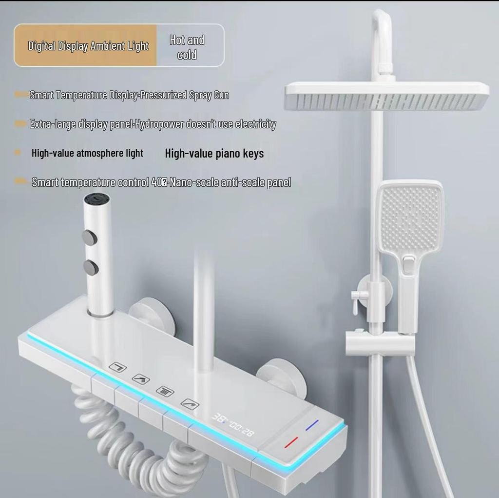 Modern Smart Constant Temperature Shower Faucet Set - Complete Pressurized Shower System for Household Use.