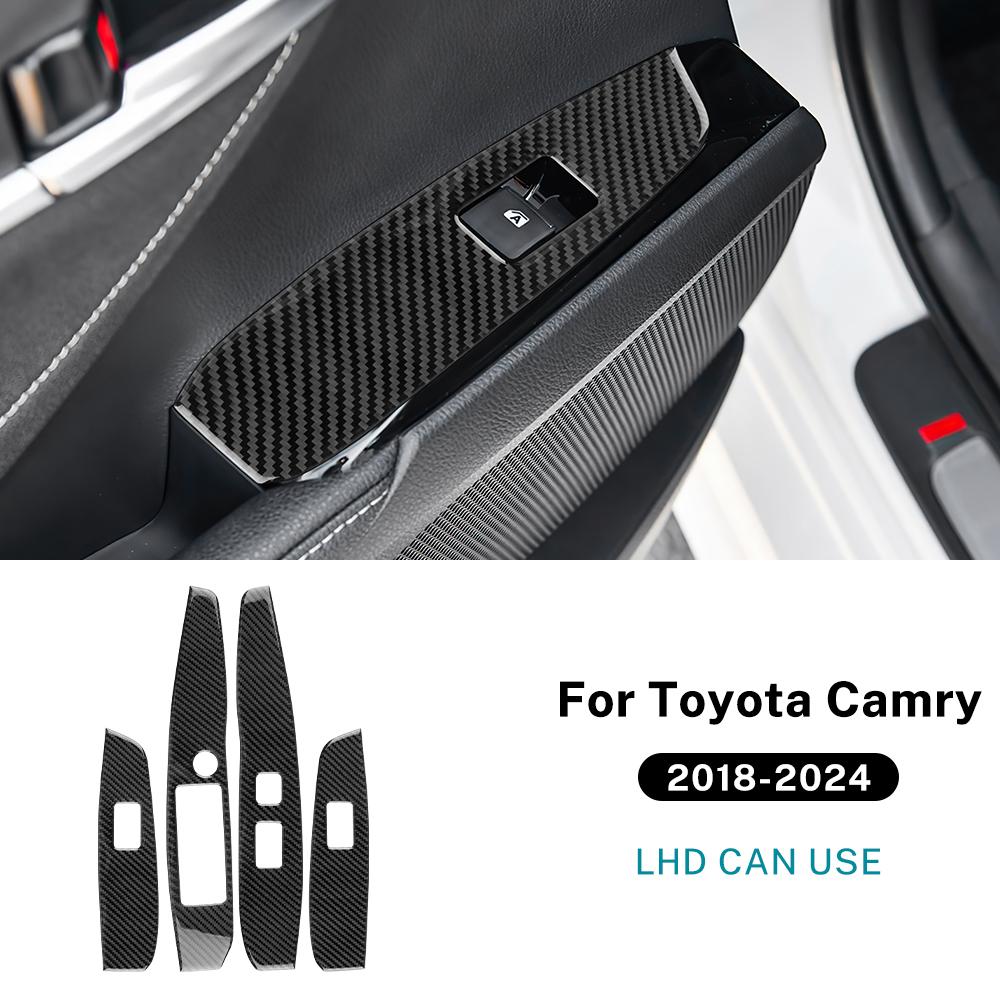Riktigt Mjuk Kolfiberdekal För Toyota Camry 2018 2019 2020 2025 2025 2025 2025 2025 Vänsterstyrd Bil Dörr Fönster Knapp Tillbehör