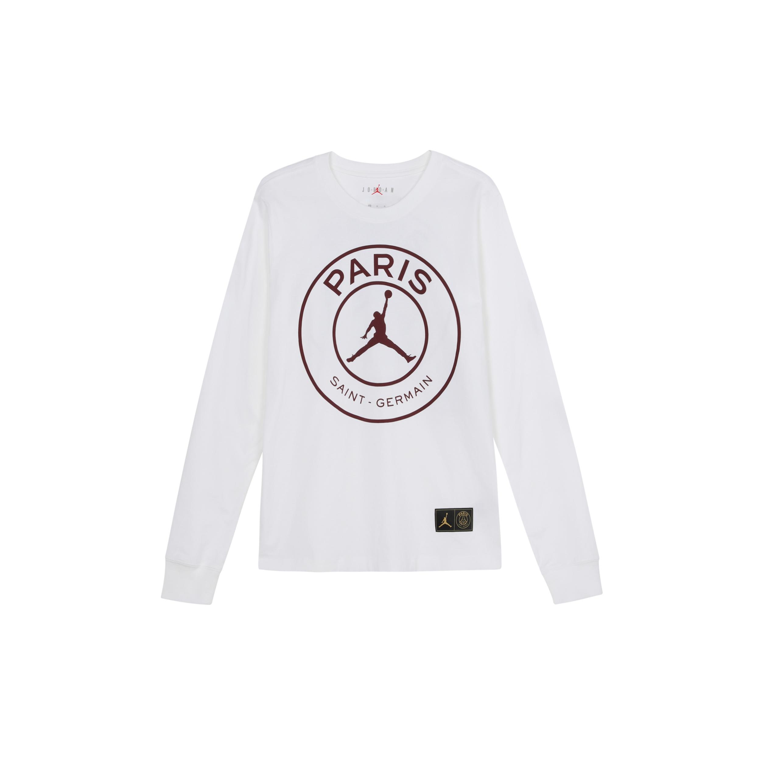 Air Jordan Paris Saint-Germain Printing Logo Long Sleeves White Men s CK9782-100 L