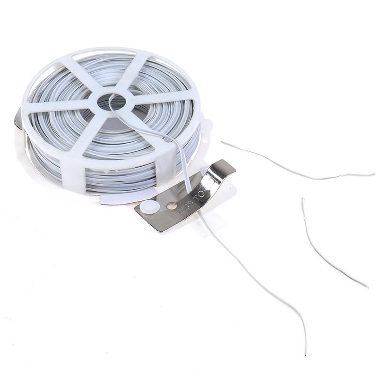 1Pc (50M) White Multi-Function Sturdy Garden Plant Twist Tie With Coated Wire
