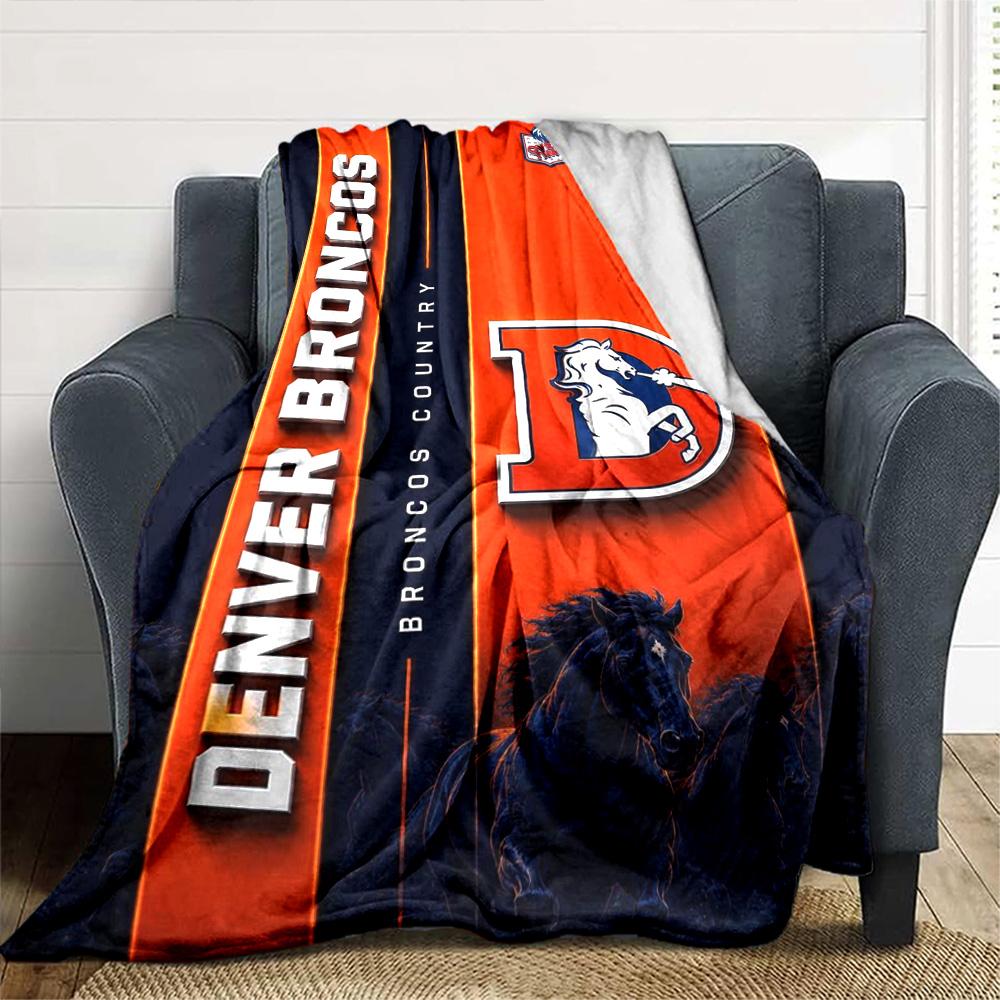 Denver Broncos Print Flannel Blanket High Quality Warm Comfortable Cover for All Seasons Perfect for Gifts Home Decor