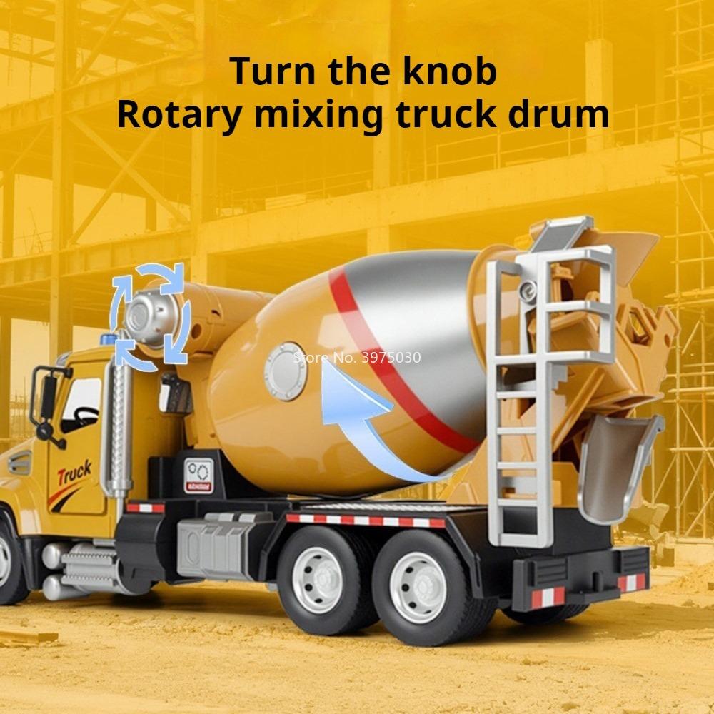 Large Concrete Excavator Crane Mixer Truck Transport Vehicle Sound Light Doors Opened Miniature Engineering Vehicle for Kid Gift dymfu11