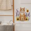 Cartoon Orange Cat Sunflower Lavender Bedroom Living Room Entrance Hall Home Beautification Wall Stickers
