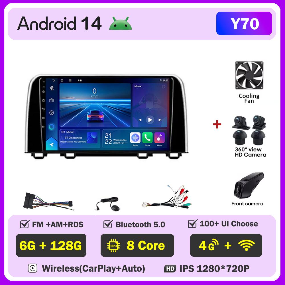 Car Multimedia Player For Honda CRV CR-V 5 RT RW 2016-2018 Car Radio Player Stereo Head Unit Wireless Android Auto GPS 5G Wifi