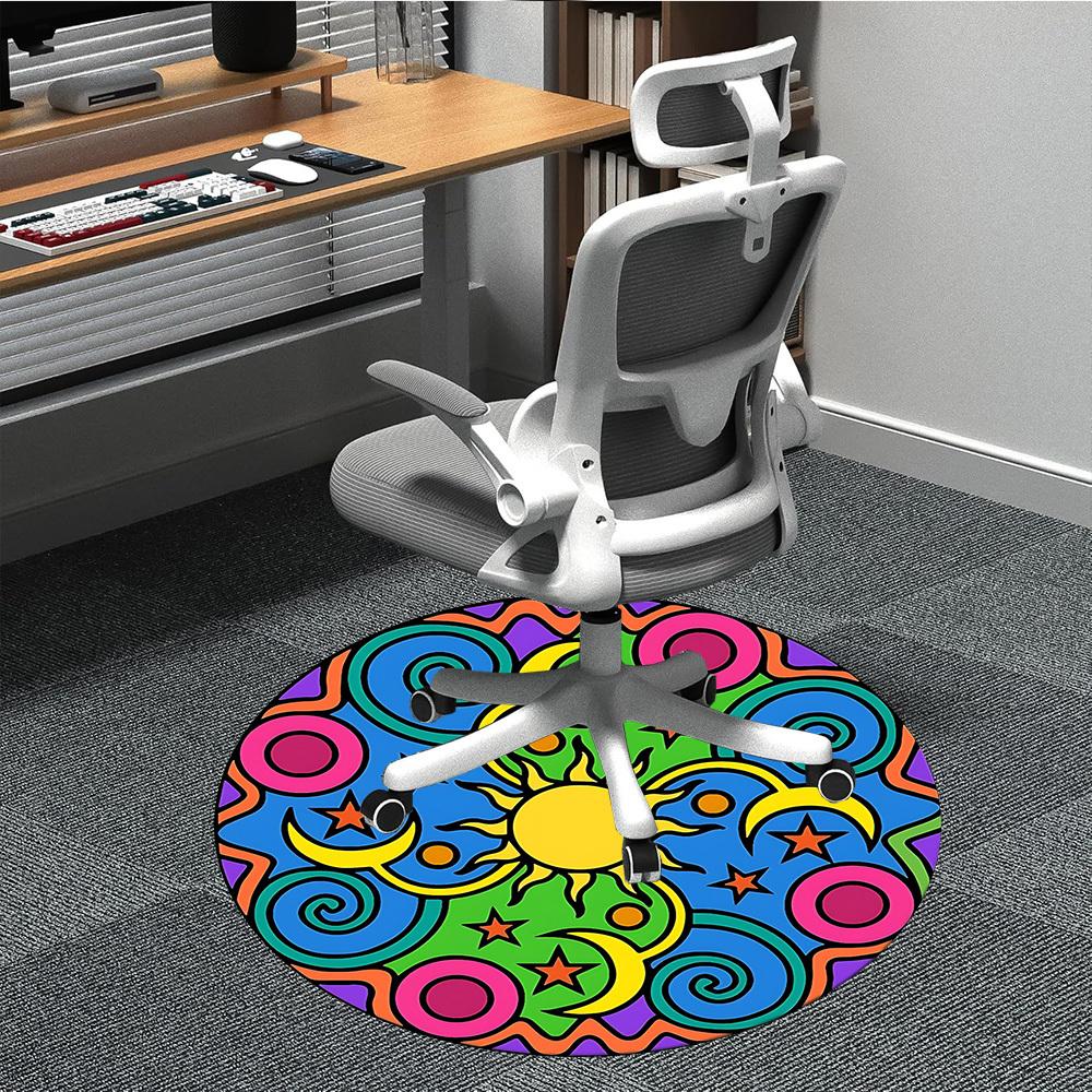 1pc Mandala, Cosmic Office Round Rug, Non-slip, Soft and Durable Office Rug for Interior Decoration, Perfect for Office,Decoration Yy260204046