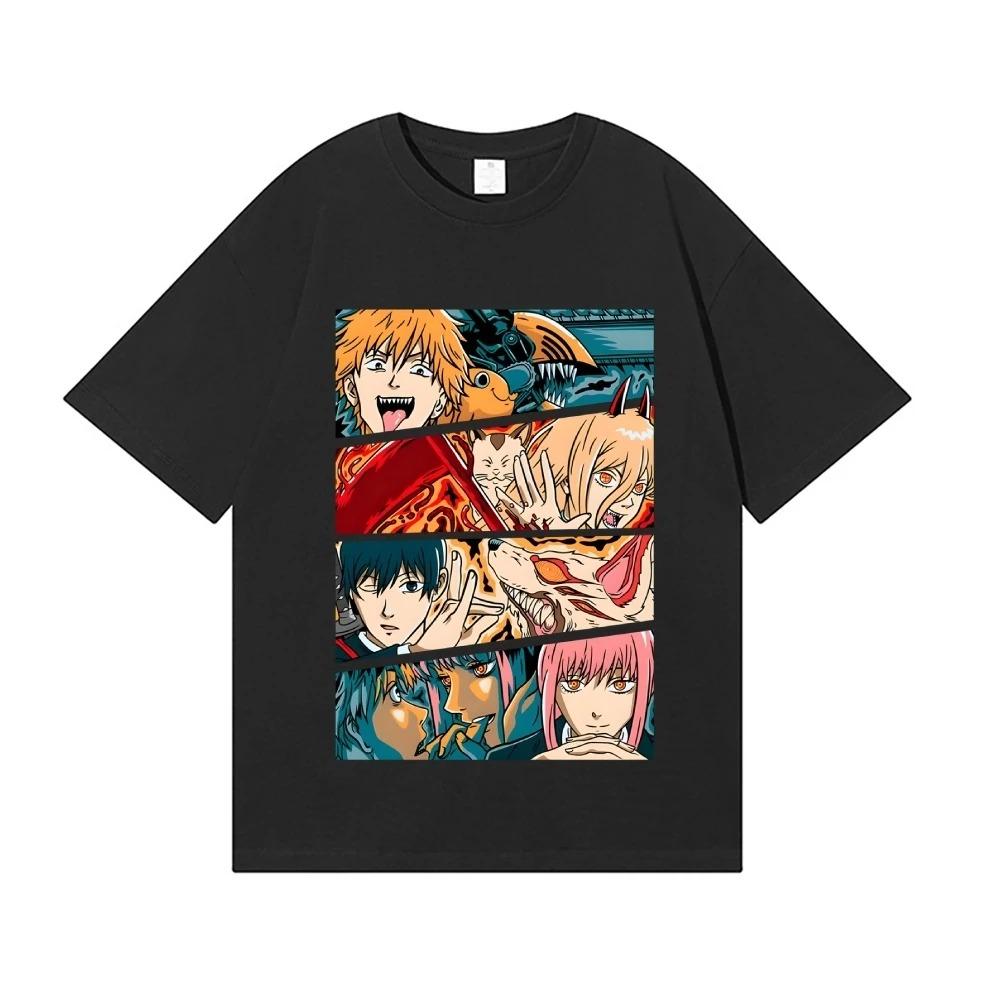 Chainsaw Man Main Cast Split Print Oversized Anime Streetwear Women And Men T-Shirt
