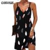 Sommer-Frauen-Scarless-V-Ausschnitt-Druck-Doppelschulter-Neckholder-Rock-Frauenkleid