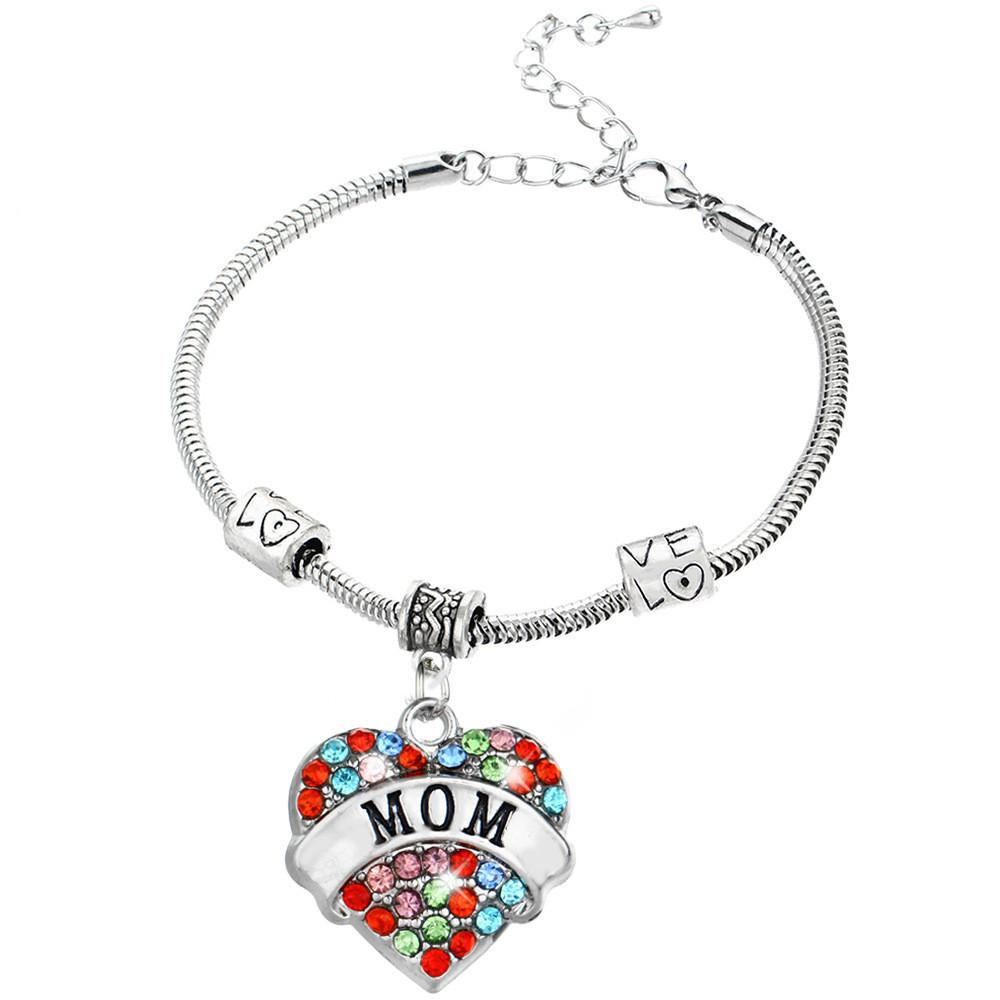 Exquisite Family Members Inlaid Colorful Rhinestone Love Heart Bracelet Gift For Loved Ones