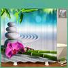 Bamboo Waterfall Waterproof Mildewproof Bath Curtain Shower Curtains 12 Hooks