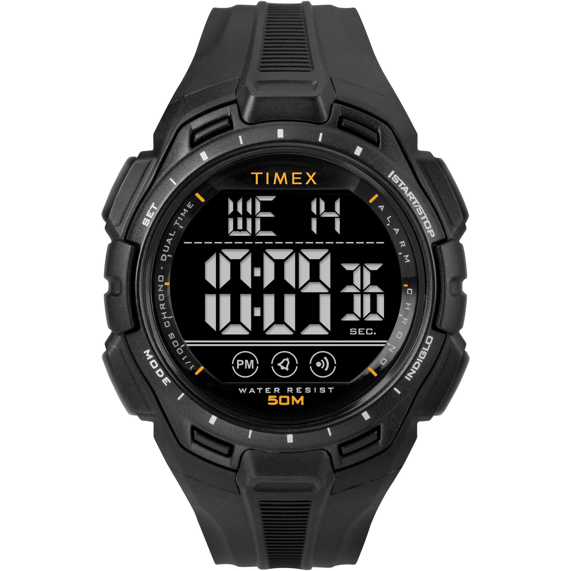 

Timex Men s Digital Quartz Watch with Resin Strap TW5M63700, Black///White