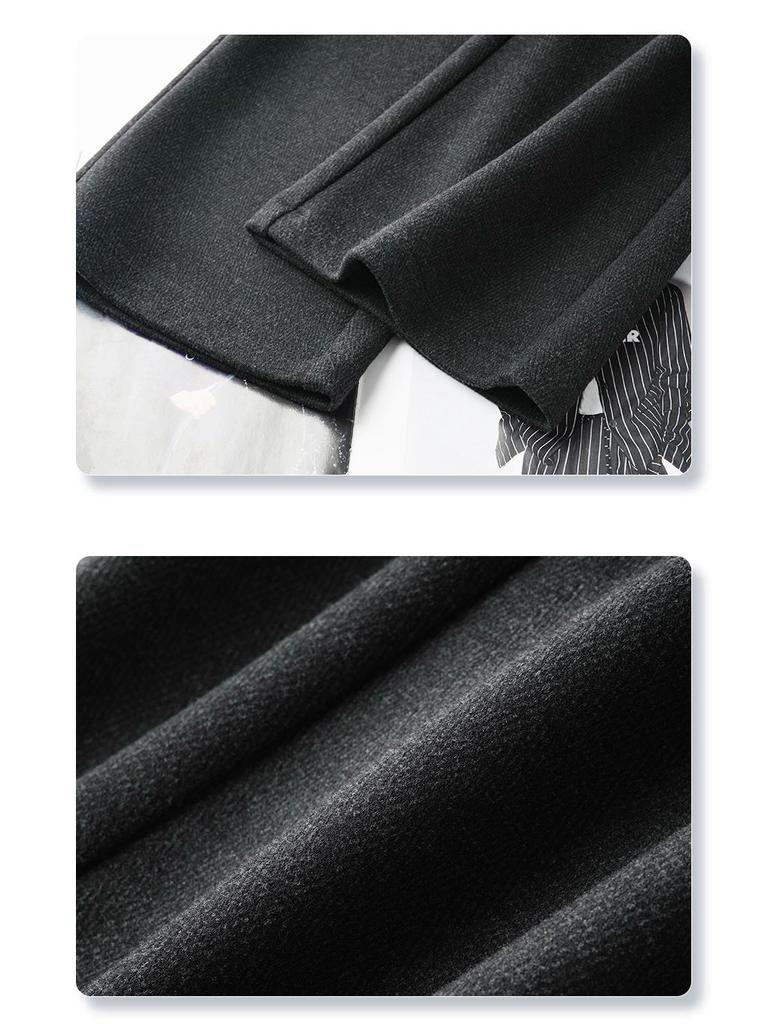 2024 Women's Gray High-Waist Wool Flared Pants – Autumn/Winter Slimming Style