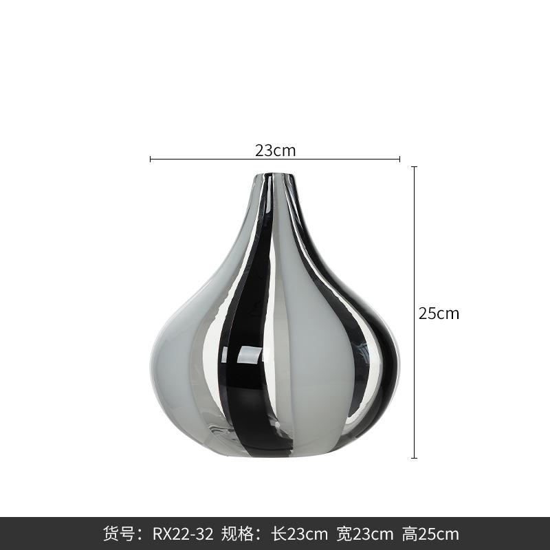 Black White Ink High End Big Belly Small Mouth Glass Vase Home Decor Living Room Flower Vase