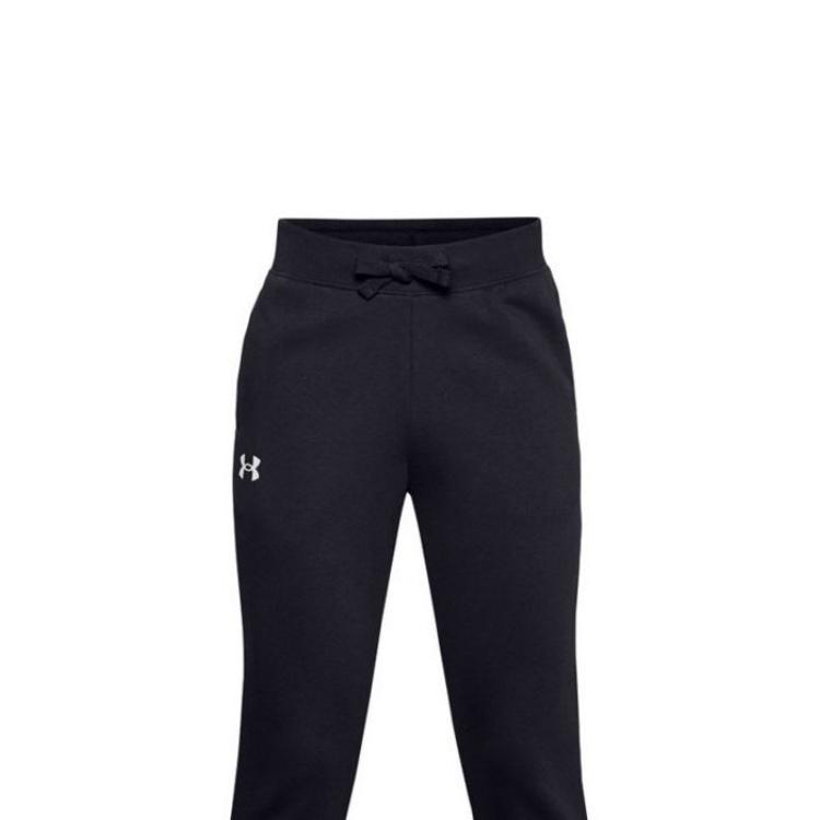 Under Armour Kids  Knitted Sports Pants Solid Color Fleece Cuffed Kids Bottoms Black 1357634-001
