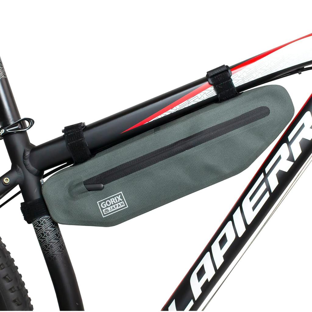 GORIX Frame Bag Bicycle Waterproof Top Tube Bag Cycle Bag Road Bike MTB Cross Bike Triangle Bag 1.5L (GX-FB27) (Gray)