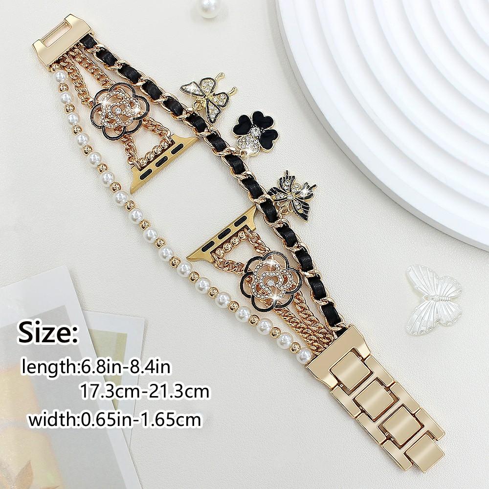 Zinc Alloy Bracelet Strap for Apple Watch Series 10 Ultra 9 8 7 SE 6 5 4 3 2 1 46mm 49mm 45mm 44mm 42mm Flower Butterfly Watch Band