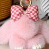 1Pc Bowknot Fashion Children's Toys Cute Pluff Bunny Keychain Lovely Fluffy Rabbit Doll Animal Shape Imitation Mink Fur