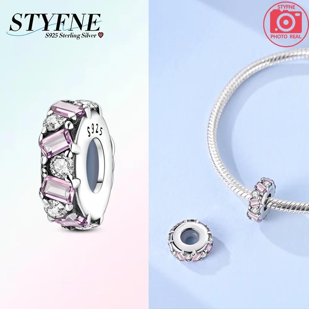

Authentic copper Charm Bead Charms Pink Zirconium Heart Love Cross Fixed Chain Bead Compatible With Bracelets Women Diy Valentine Day Gift Accessory