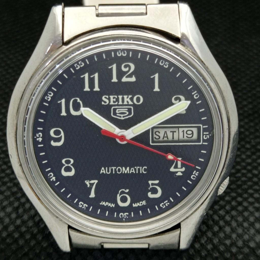 USED VINTAGE SEIKO 5 AUTOMATIC 6309A JAPAN MENS D/D BLACK WATCH 596-a312771-2 SKU596-a312771