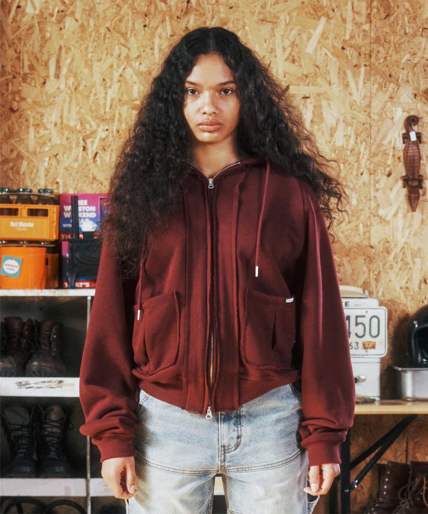 Thevinylhouse Stitch Hoodie Zip-Up Burgundy