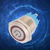 2Pcs Push Button Switch 4 Pin 19mm Round Flat Head Stainless Steel Shell with Light IP65 12 24VDCRed