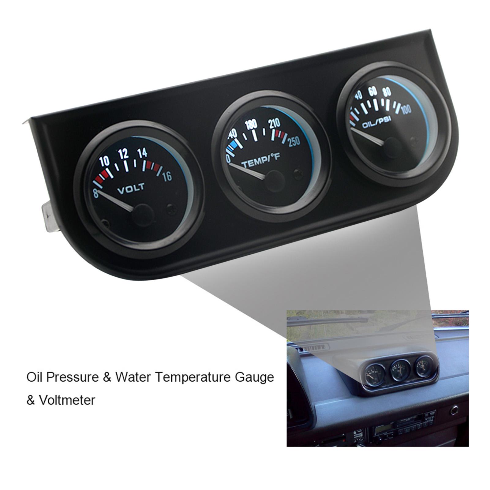 

3 in 1 Car Meter Auto Gauge Voltmeter Water Gauge and Oil Press Gauge 52mm Triple Gauge Kit чёрный