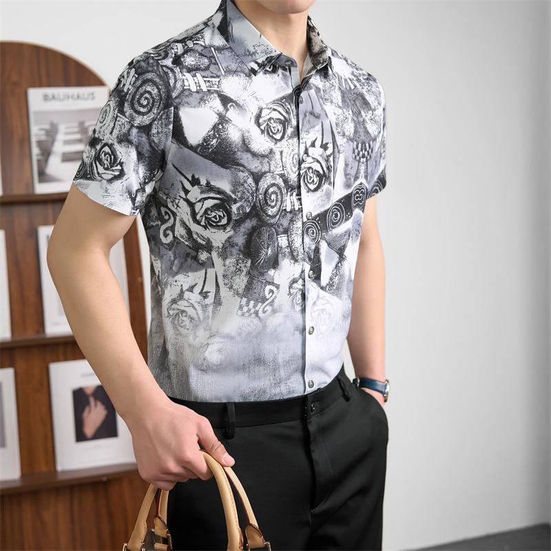 Summer Short Sleeve Shirt Minimalist Casual Fashion Trendy Breathable Men s Loose Fit Versatile M