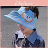 Childrens Sun Hat With Fan Large Brim Polyester Fabric Cartoon Lion For Sun Block In Summer