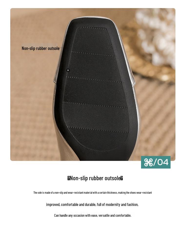 Silver Mary Jane High Heels: Women's Square Toe Retro Chunky Heel One-Strap Shoes for Spring and Autumn.