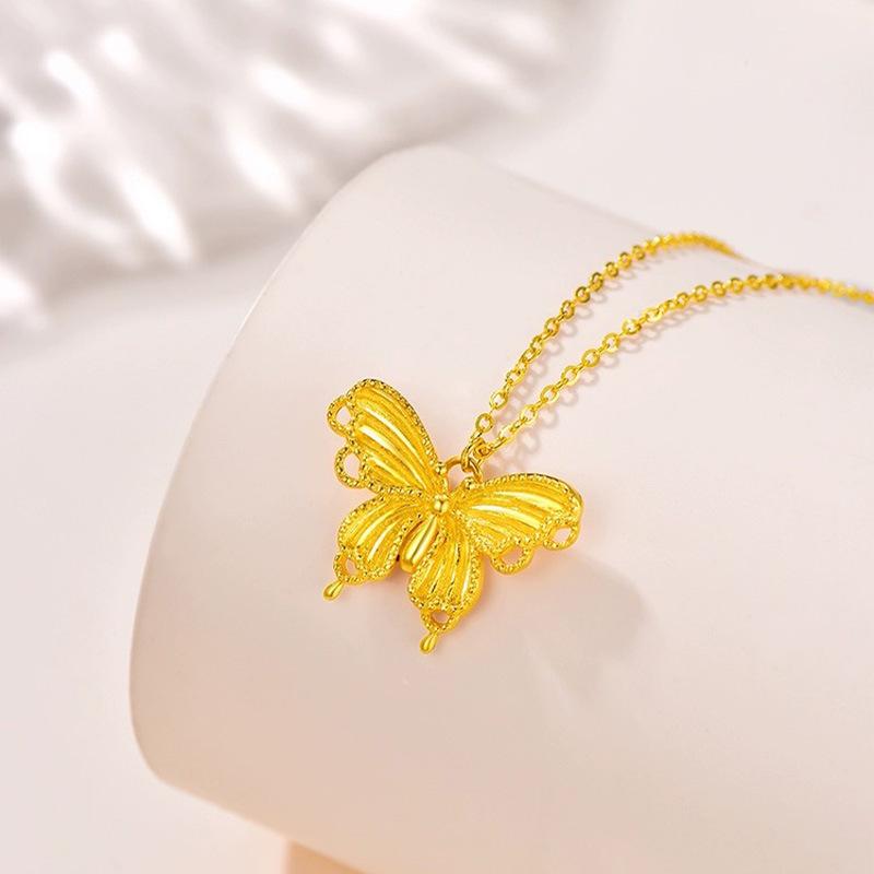 Sterling Silver S925 New Guo Feng Mori Style Light Luxury Silk Butterfly Necklace for Women Trendy Sweet Design Sense