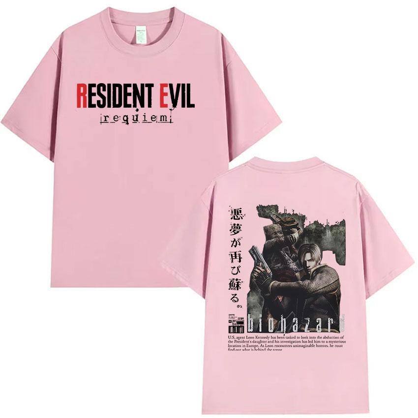 90s Vintage Resident Evil Leon Kennedy Graphic T Shirt Mens Cosplay Fashion Cotton Short Sleeve Tshirt Y2k Casual Streetwear