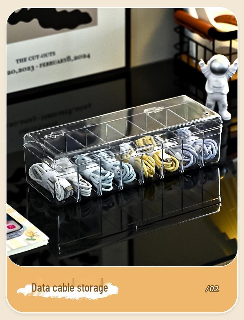 Transparent Large-Capacity Game Card and Cable Organizer with Removable Dividers