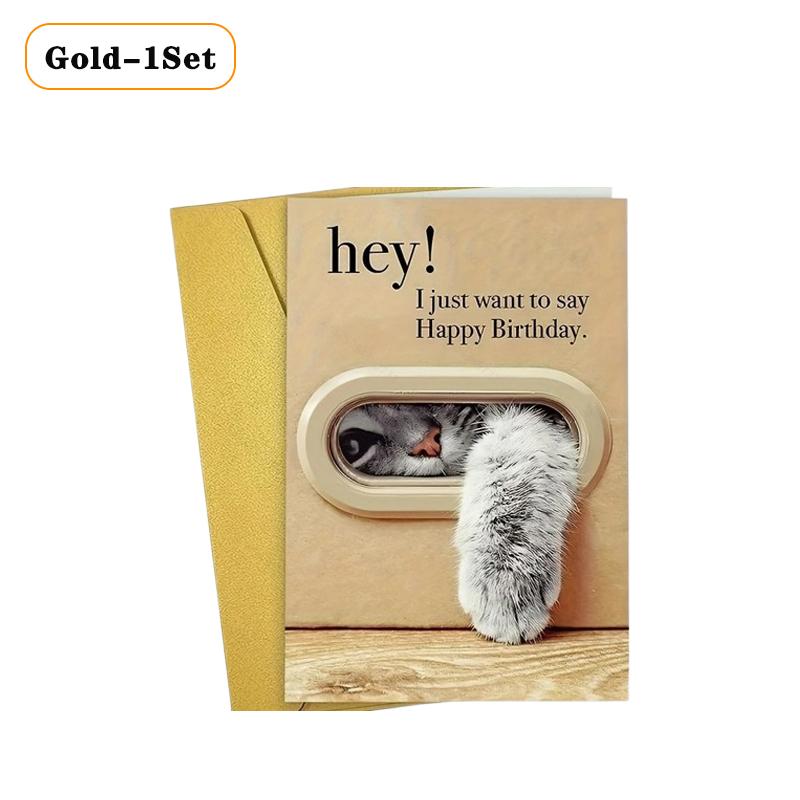 

1-40 наборов Милая открытка на день рождения с котиком, поздравительная открытка с дизайном кошачьей лапки, с наклейкой-печатью для конверта, лучший подарок для любителей кошек, семьи, друзей