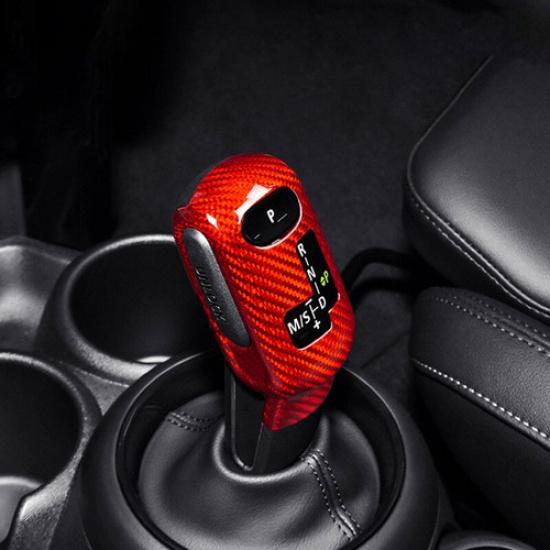 Red Luxury Carbon Fiber Car Center Gear Shift Knob Cover For Mini F55 F56 F60 21