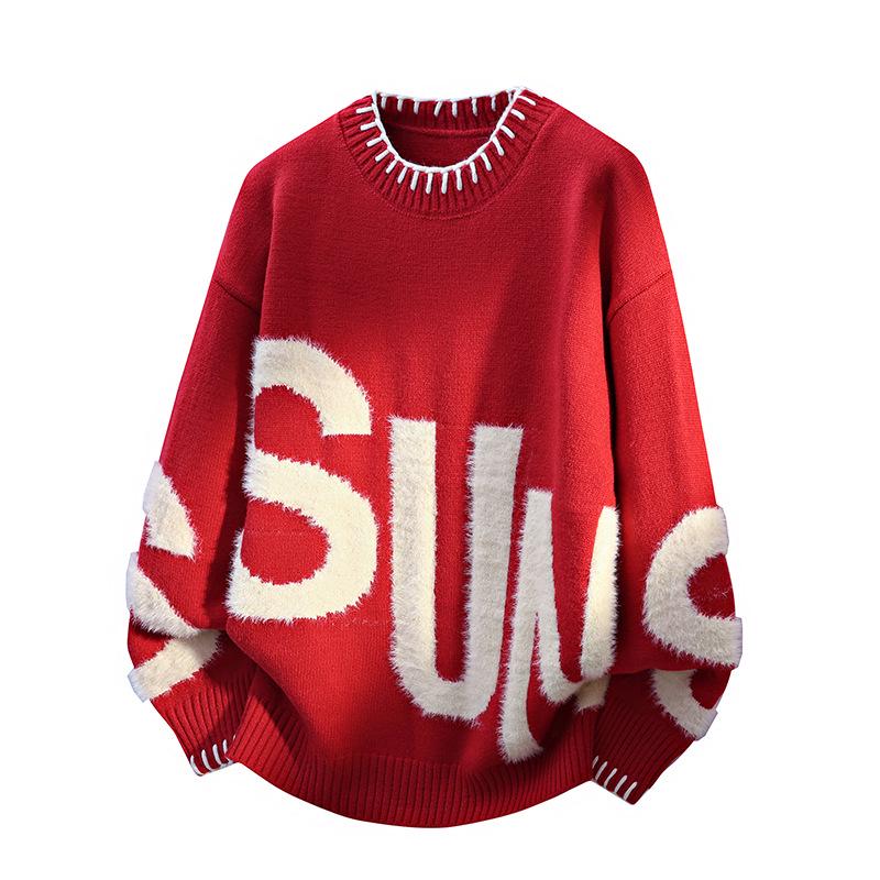 Men s Trendy Jacquard Knit Sweater - Round Neck, Korean Style, Versatile Fashion Pullover for Couples XXL