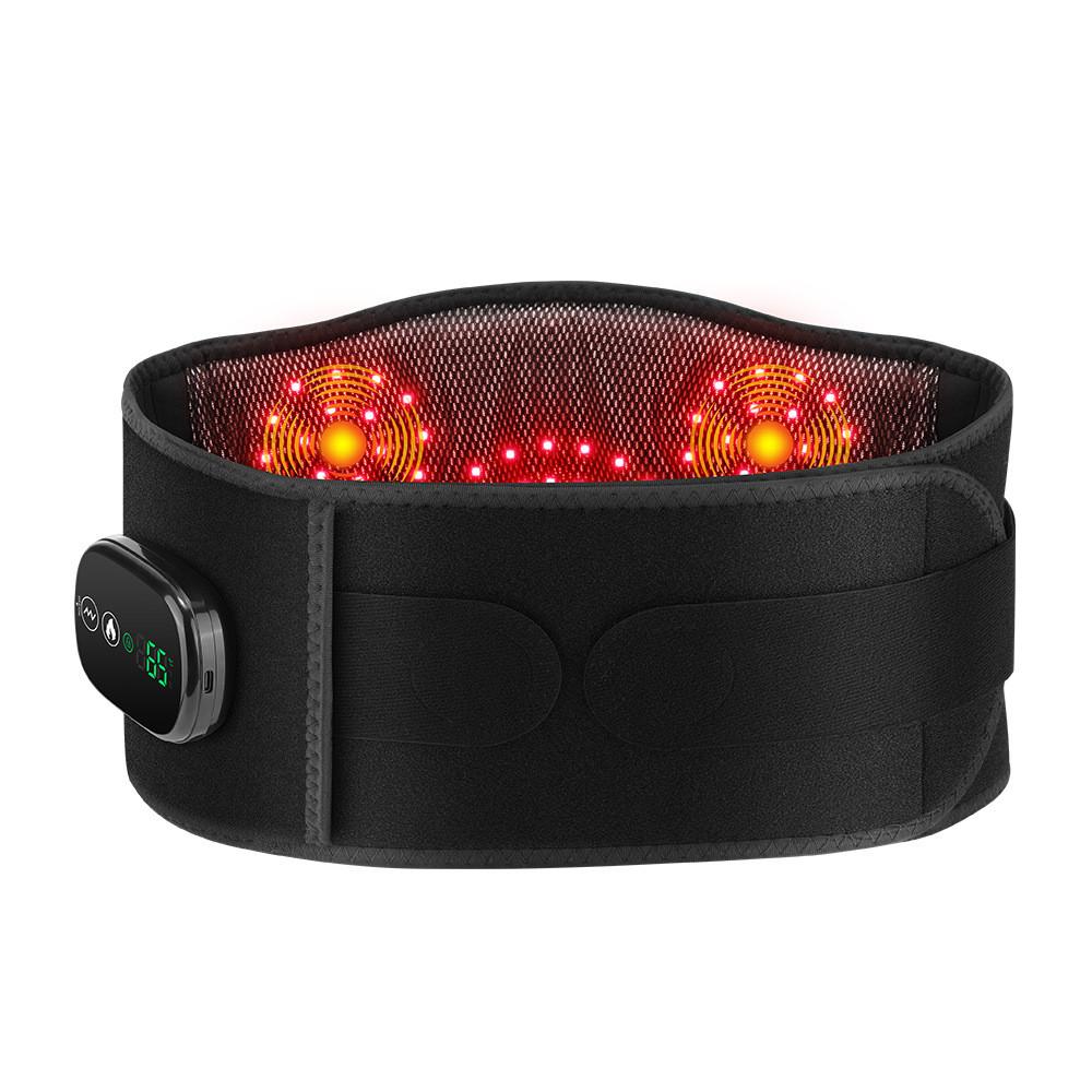 LED Red Light Heating Belt Infrared Therapy Hot Compress Massage Pad Rechargeable Lumbar Disc Protrusion Support Waist Belt