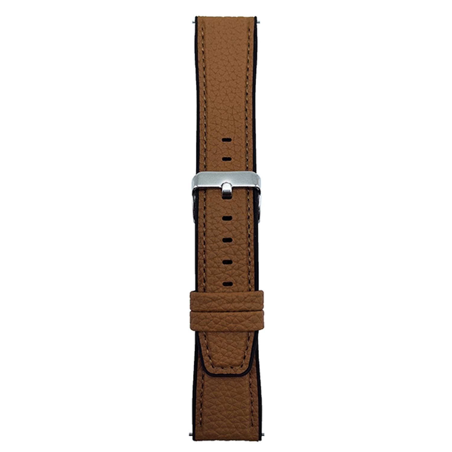

For Samsung Galaxy Watch7 44mm/40mm Watch Band 20mm Metal Buckle Litchi Texture Silicone Strap Dark Brown