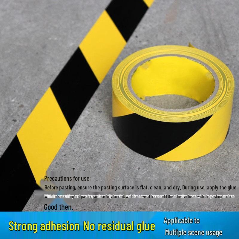 Black and Yellow Zebra Stripe PVC Warning Tape for Floor Marking