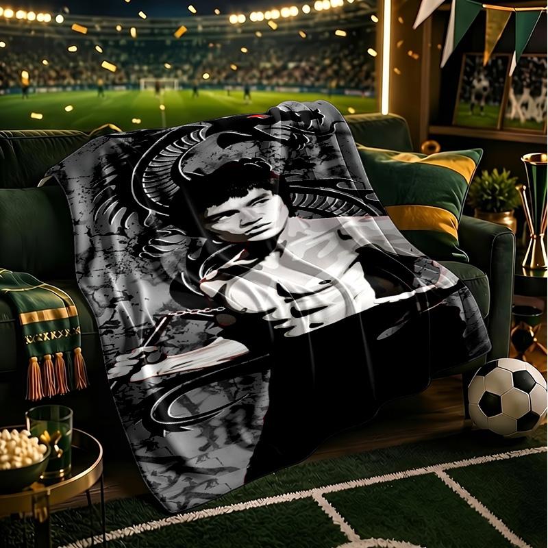 Dynamische Bruce-Lee-Pose Decke Leichte Flanell Bettdecke Perfekt für Reisen, Camping, Wohnzimmer, Büros, Sofas, Fan Weihnachtsgeschenk