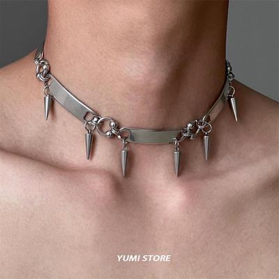 Titanstahl Nieten Choker Für Mann Frau Punk Metall Halsband Kette Luxus Hip Hop Straße Unisex Accessoires Großhandel