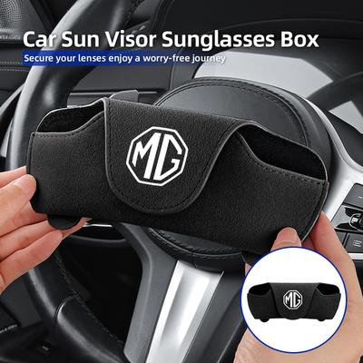 Leather Car Sun Visor Sunglasses Box Flip-Top Glasses Case For Morris Garages MG 6 3 7 TF ZR HS GS GT Hector RX5 RX8 350 Gundam