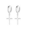 Cercei 925 Sterling Silver Long Cross Earrings Rhodium Plated Hypoallergenic 2.7cm Silver Color