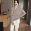 Chic Wool Knit V-Neck Cardigan: Casual, Loose Fit, Slimming, Long Sleeve Sweater for Women (Autumn/Winter)