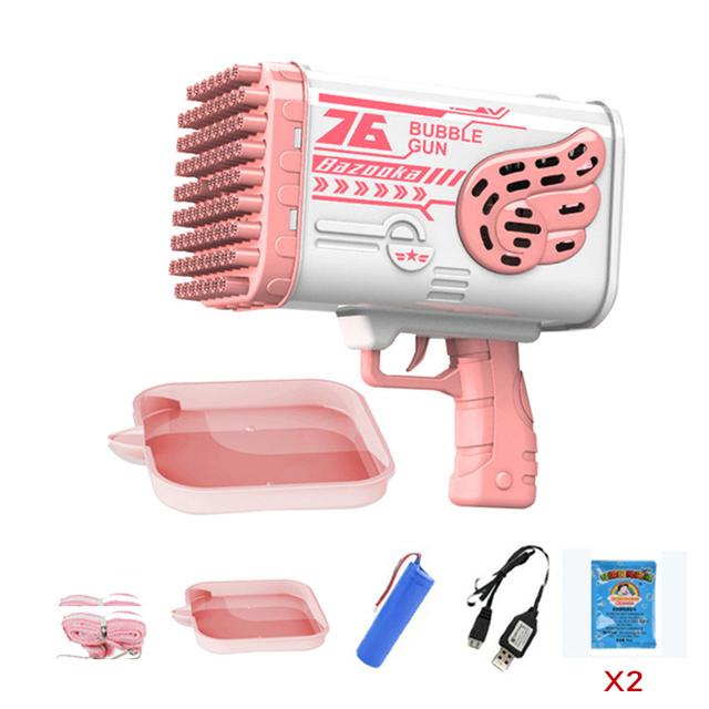 Bubble Gun Rocket 69 Holes Soap Bubbles Machine Gun Shape Automatic Blower With Light Toys For Kids Pomperos Children‘s Day Gift