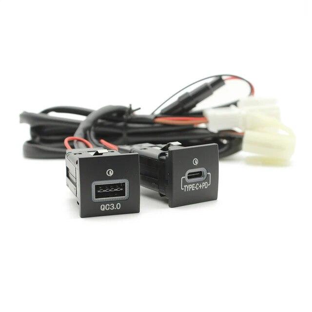 Car USB Charger PD Quick Charge QC3.0 Phone Charging Adapter Outlet Button For VW Golf 6 MK6 Jetta 5 Scirocco 2006 - 2012