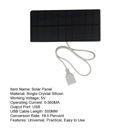 Solar Panel USB High Conversion Rate Phone Charger Compact Lightweight Universal 1.8W 5V