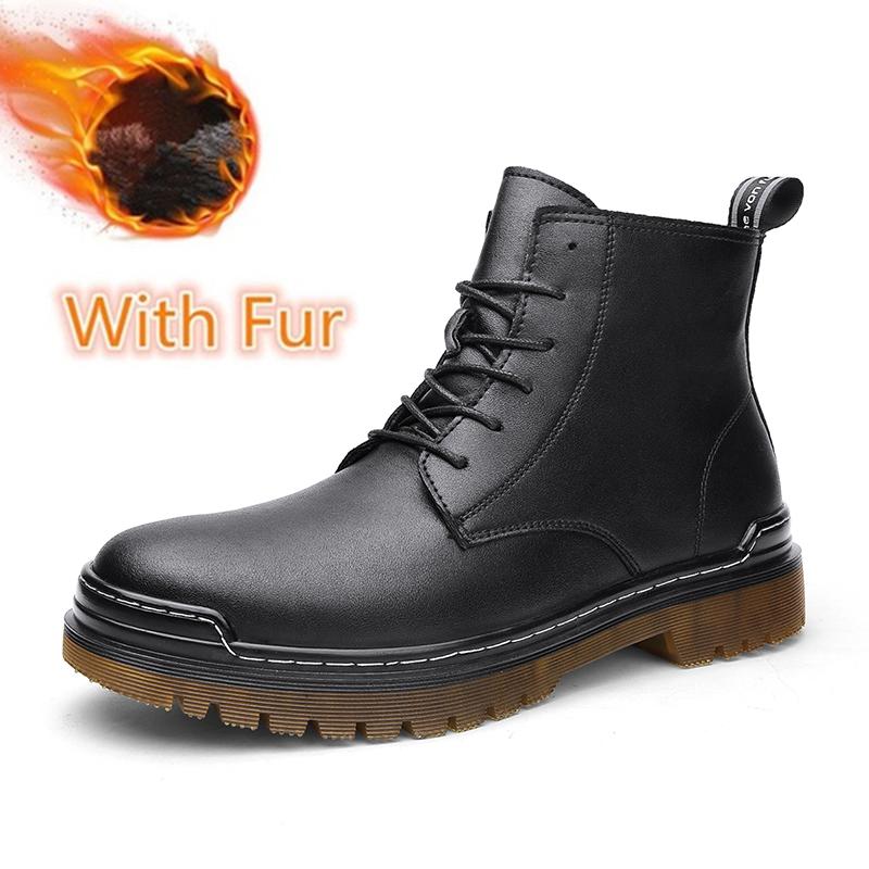 

МодаМужская Взрослая Обувь Платформа Ботинок Модный Дизайнер Зимние Мужские Ботинки Натуральная Кожа Высокое Качество Ботильоны Теплая Повседневная Обувь 44