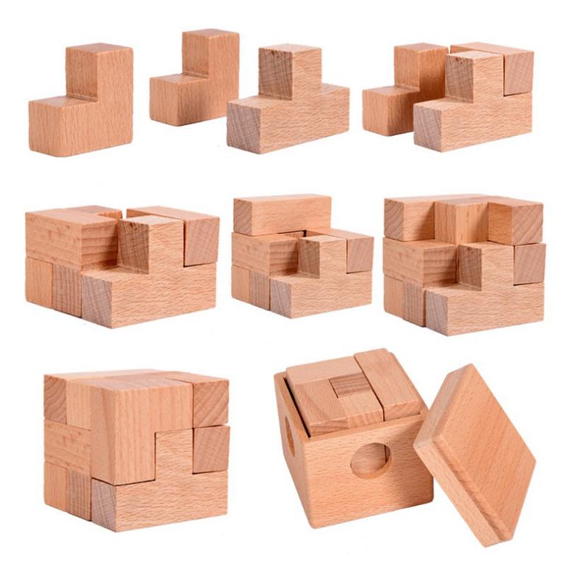 Soma Cube Puzzle in Wood Box Difficult Brain Teasers For Adults Teens Kids IQ Challenge Mind Logic Games Intellectual Toys