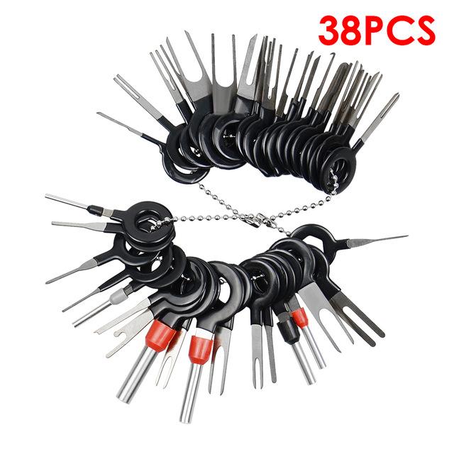 Auto Car Plug Circuit Board Wire Harness Terminal Extraction Pick Connector Crimp Pin Back Needle Remove Tool Set 38pcs